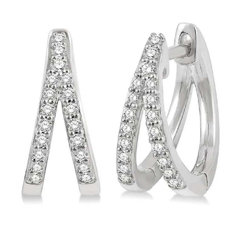 Breathtaking Jewelry, Breathtaking Prices 10K White Gold Split Huggie Diamond Earring Breathtaking Jewelry, Breathtaking Prices 10K White Gold Split Huggie Diamond Earring