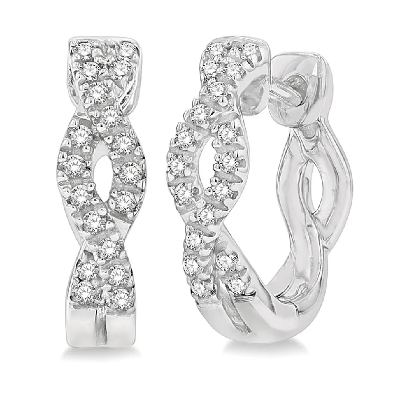 Jewelry Deals That Outshine The Rest 10K White Gold Swirl Petite Diamond Hoop Earrings Jewelry Deals That Outshine The Rest 10K White Gold Swirl Petite Diamond Hoop Earrings