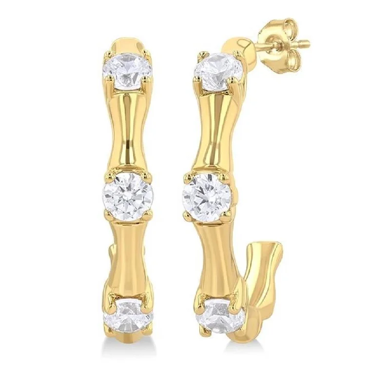 Affordable Glamour – Must-Have Jewelry At Special Rates 10K Yellow Gold Petite Bamboo Small Hoop Diamond Earring Affordable Glamour – Must-Have Jewelry At Special Rates 10K Yellow Gold Petite Bamboo Small Hoop Diamond Earring