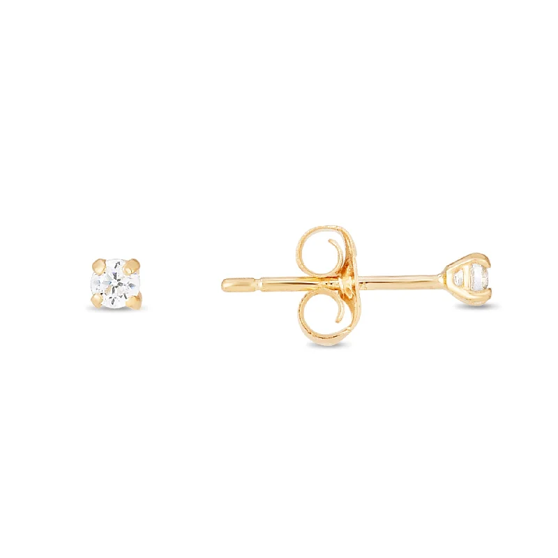 Shop Elegant Jewelry At Unbeatable Prices 14K Gold 2mm Round CZ Stud Earring