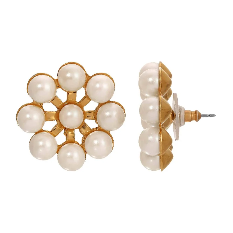 Handcrafted Jewelry Sale – Unique Designs At Low Prices 1928 Jewelry Faux Pearl Flower Post Earrings
