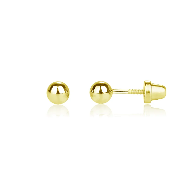 Classic And Modern Jewelry Styles On Sale 14K Gold-Plated Ball Stud Earrings for Baby and Kids