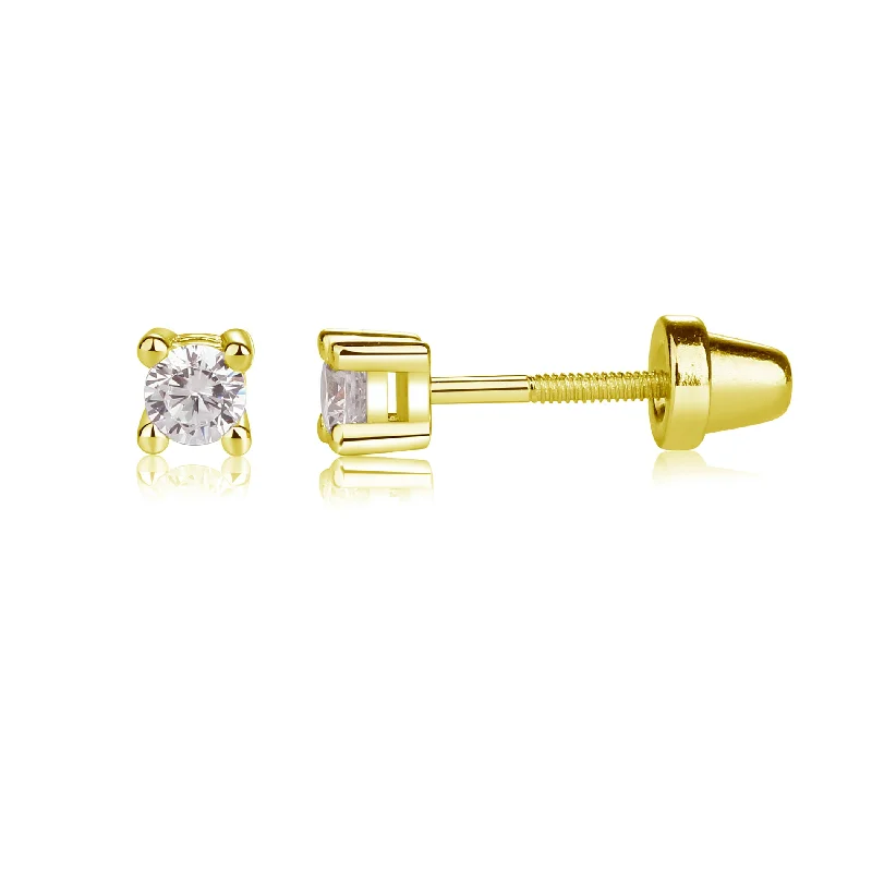 Shop Signature Jewelry Styles At Exclusive Prices 14K Gold-Plated CZ Crystal Stud Earrings for Baby and Kids