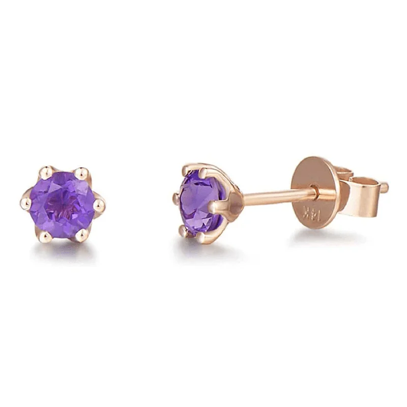 Luxury Jewelry Sale – Elegant Styles At Unbeatable Prices 14K Rose Gold Diamond Cut Solitaire Tiny 0.5 Carat Genuine Amethyst Small Stud Earrings