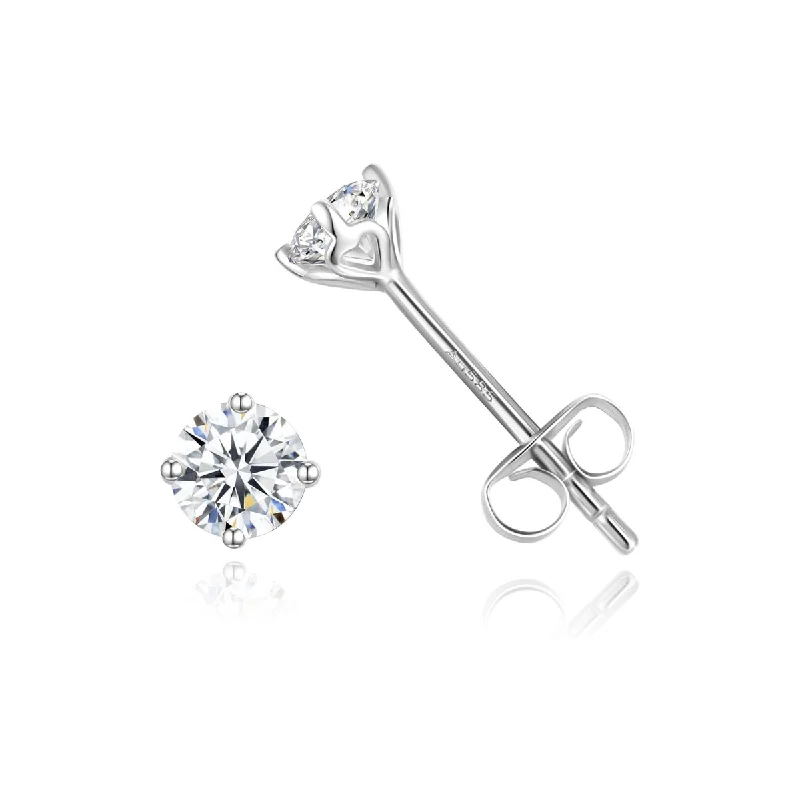 Eco-Friendly Sustainable Jewelry For Conscious Buyers 14K White Gold 0.3CTTW Heart Shaped Four Prong Set Lab Grown Diamond Solitaire Stud Earrings