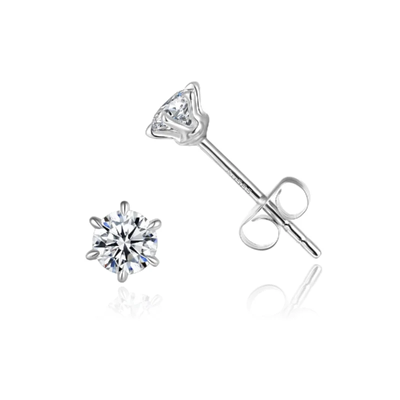 Bohemian-Inspired Jewelry For Free-Spirited Fashion 14K White Gold 0.3CTTW Six Prong Set Lab Grown Diamond Solitaire Stud Earrings