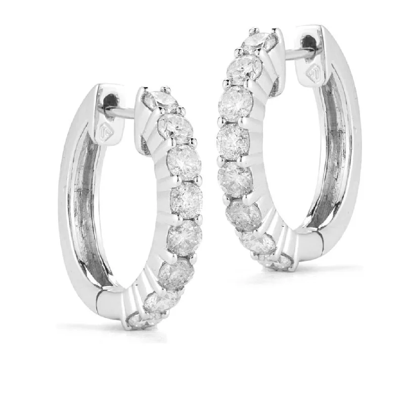 Classic And Modern Jewelry Styles On Sale 14K White Gold 15mm Diamond Huggie Earrings Classic And Modern Jewelry Styles On Sale 14K White Gold 15mm Diamond Huggie Earrings
