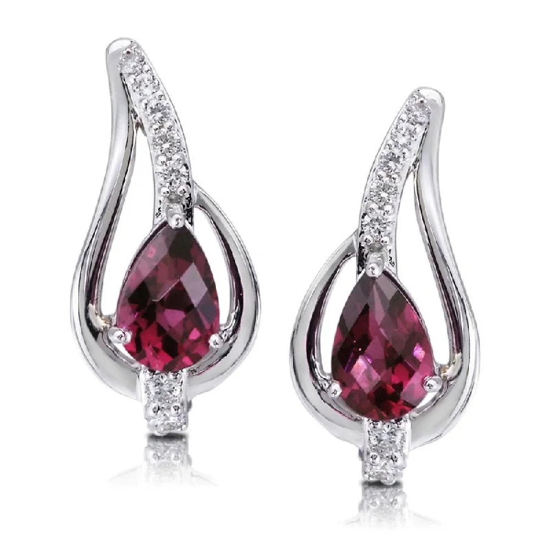 Must-Have Jewelry At Irresistible Discounts 14K White Gold Rhodolite/Diamond Earrings