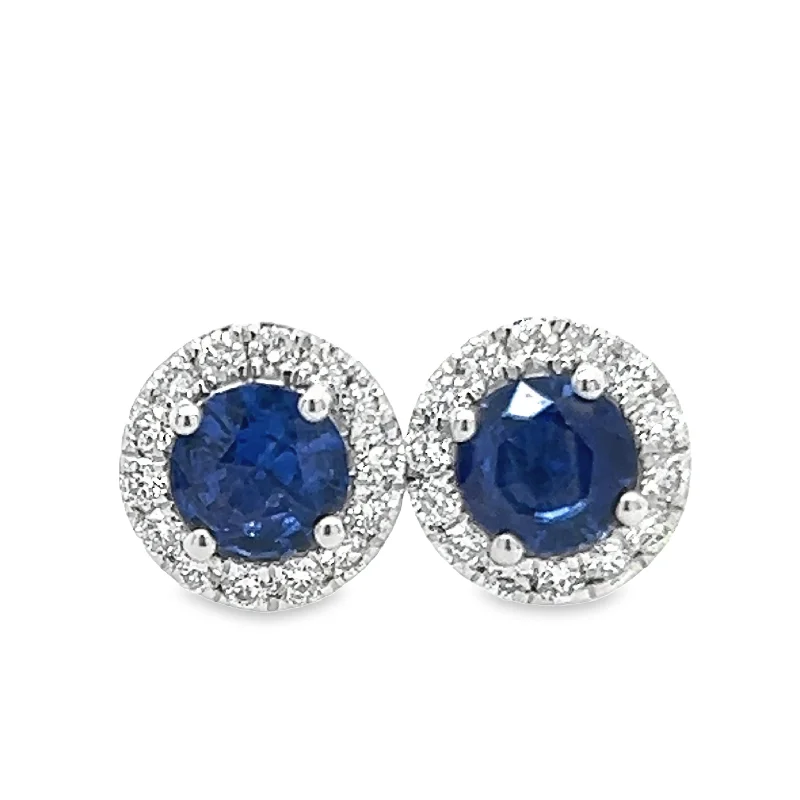 Don't Miss Our Biggest Jewelry Sale Of The Season 14K White Gold Sapphire & Diamond Stud Earrings