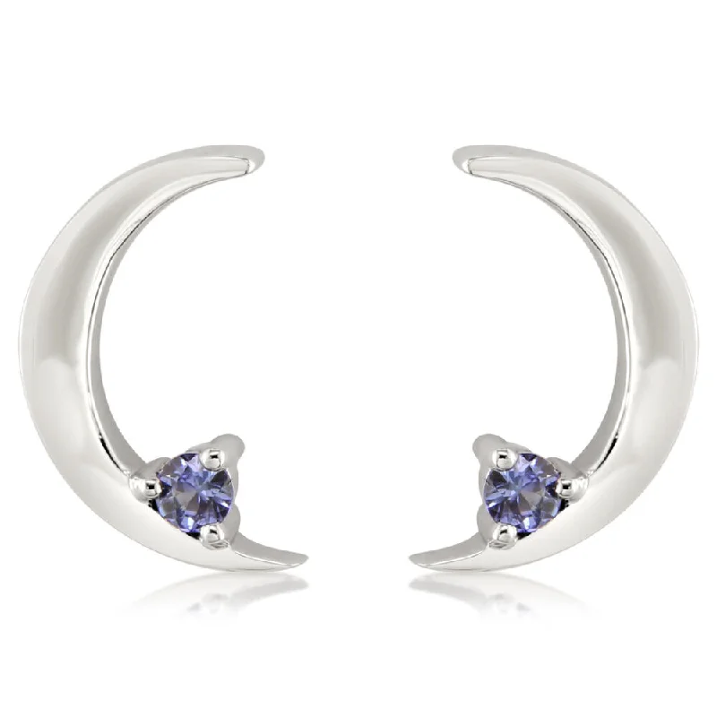 Shine Without Limits – Jewelry Sale Happening Now 14K White Gold Sapphire Moon Earrings