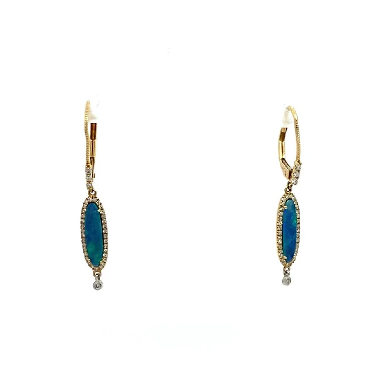 Big Savings On Your Favorite Jewelry Pieces 14K Yellow Gold Elongated Opal And Diamond Drop Earrings Big Savings On Your Favorite Jewelry Pieces 14K Yellow Gold Elongated Opal And Diamond Drop Earrings