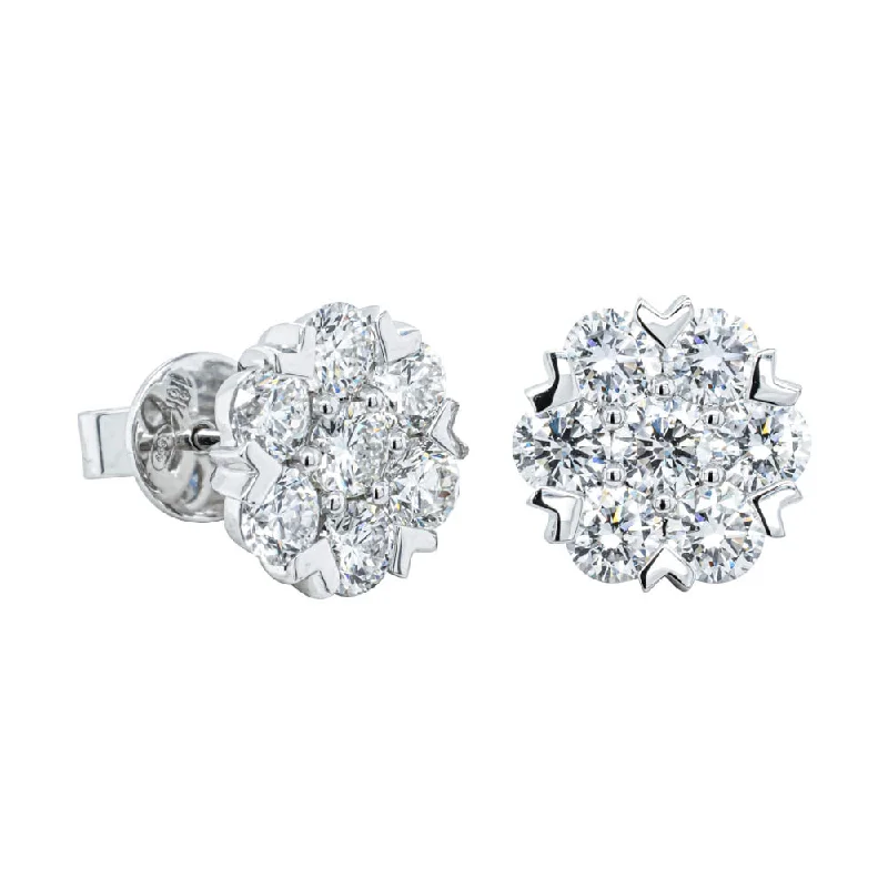 Grab Exquisite Jewelry At The Lowest Prices 18ct White Gold 3.01ct Diamond Lotus Stud Earrings