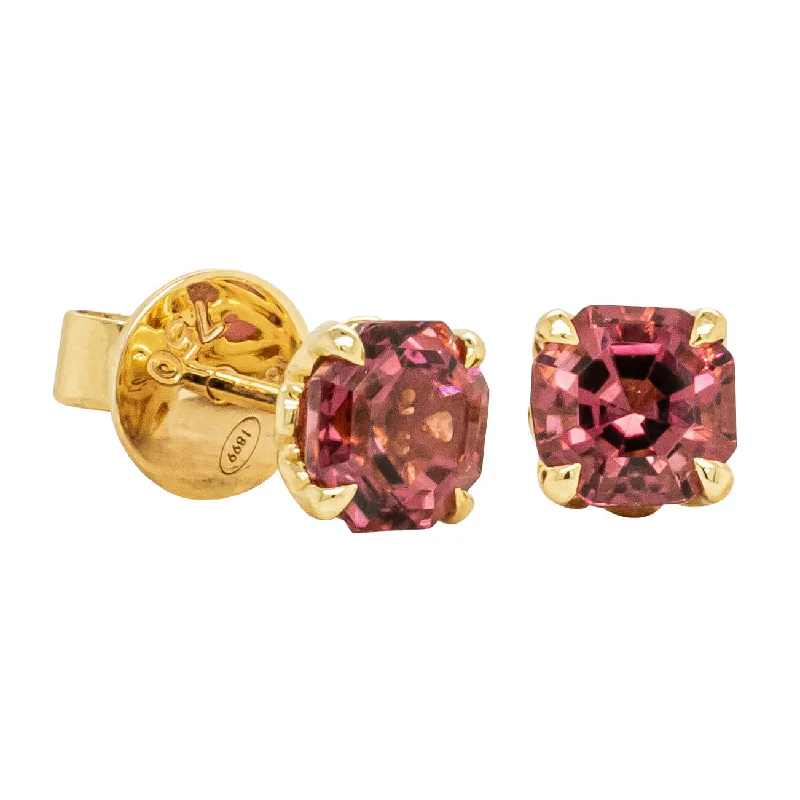 Romantic Heart-Shaped Jewelry For Special Gifts 18ct Yellow Gold Pink Tourmaline Octavia Stud Earrings