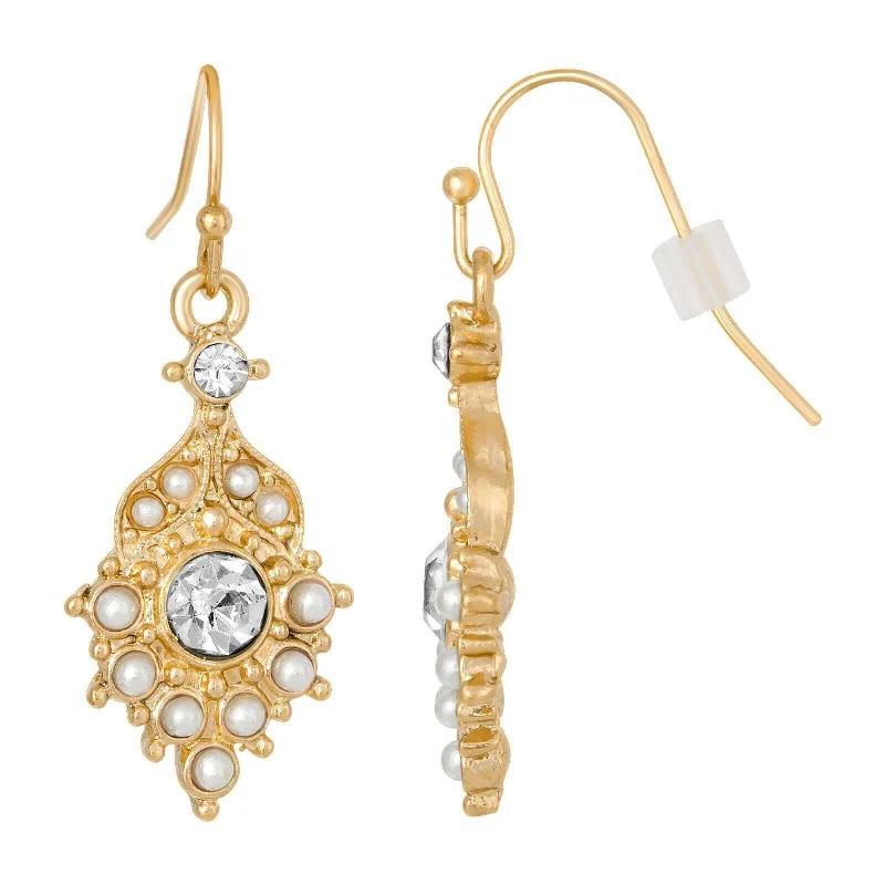 Unmissable Deals On Handmade Jewelry Collections 1928 Jewelry Deco Lux Faux Pearl Crystal Drop Earrings