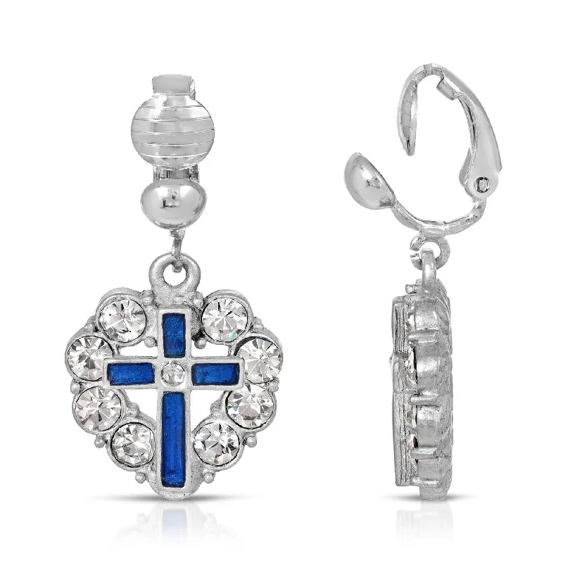 Modern Statement Jewelry For Bold Styling Symbols Of Faith Enamel Cross Crystal Heart Clip On Earrings Modern Statement Jewelry For Bold Styling Symbols Of Faith Enamel Cross Crystal Heart Clip On Earrings