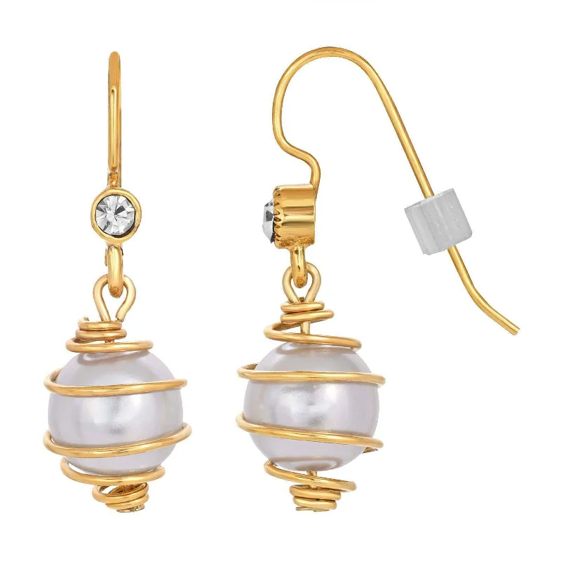 Premium Diamond Jewelry For Unforgettable Moments 1928 Jewelry White Faux Pearl Wire Wrapped Drop Earrings Premium Diamond Jewelry For Unforgettable Moments 1928 Jewelry White Faux Pearl Wire Wrapped Drop Earrings