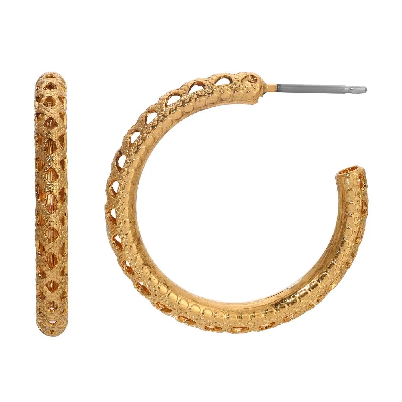 Luxury Jewelry At Unbeatable Discounts 1928 Jewelry Gold Perforated Hoop Post Earrings