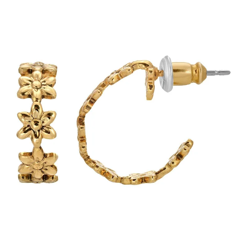 Elevate Your Outfit With Discounted Statement Jewelry 1928 Jewelry Gold Petite Summer Flower Hoop Earrings