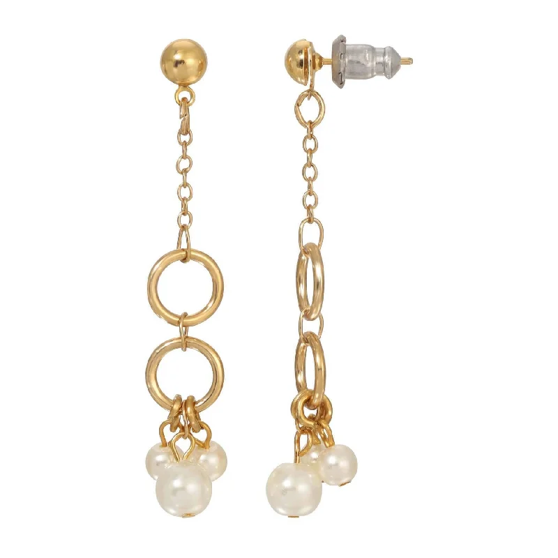 Shop Trending Jewelry With Exclusive Savings 1928 Jewelry Golden Circles & Pearls Dangling Post Earrings