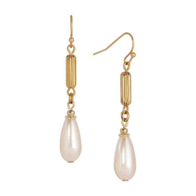 Personalized Jewelry At Special Discount Rates 1928 Jewelry Opulent Teardrop Faux Pearl Dangling Earrings