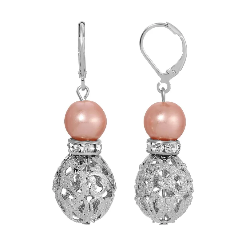 Once-A-Year Jewelry Deals – Shop Before They’Re Gone 1928 Jewelry Rosabella Raspberry Faux Pearl Filigree Puff Bead Drop Earrings