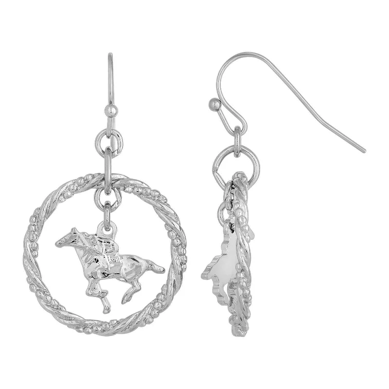 Affordable Elegance – Premium Jewelry At Special Prices 1928 Jewelry Silver Galloping Horse With Rider Drop Earrings