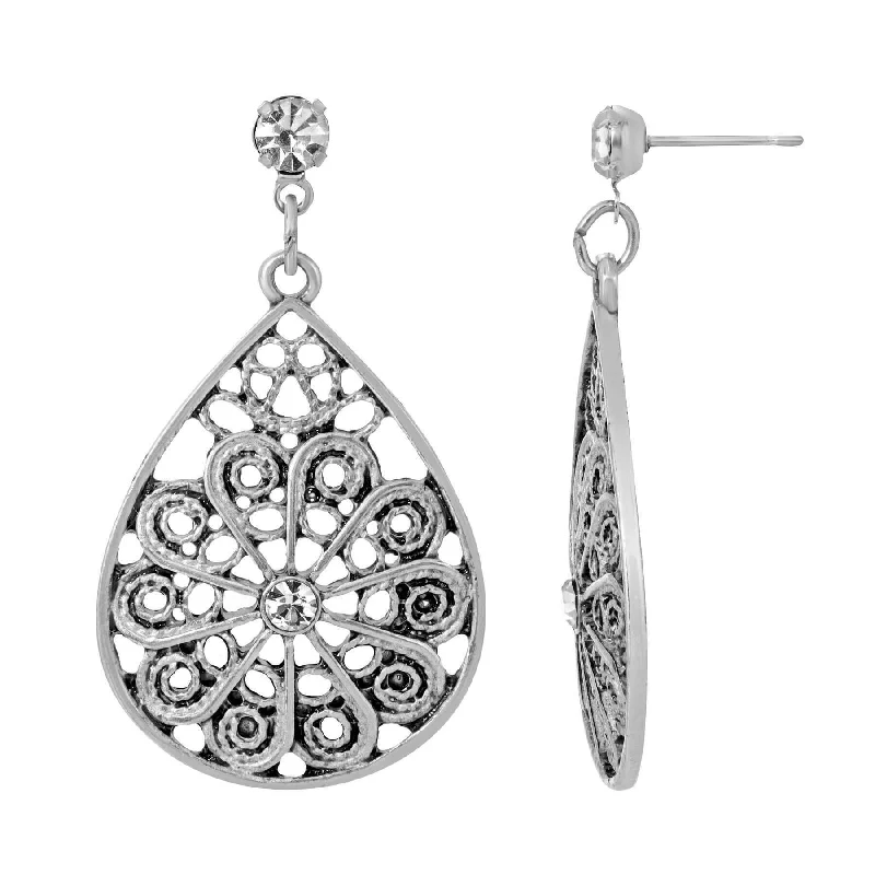 Jewelry Clearance Event – Stock Up Before It's Over 1928 Jewelry Swirly Filigree Crystal Post Drop Earrings Jewelry Clearance Event – Stock Up Before It's Over 1928 Jewelry Swirly Filigree Crystal Post Drop Earrings