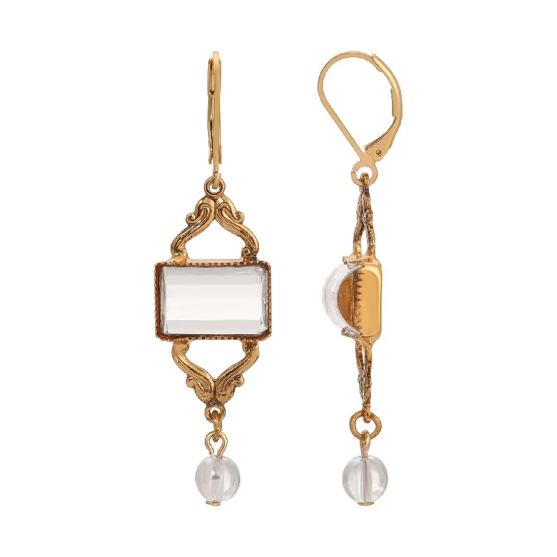 Holiday Jewelry Sale – Perfect Gifts At Great Prices 1928 Jewelry Twilight Clear German Glass Crystal Round AB Dangling Earrings
