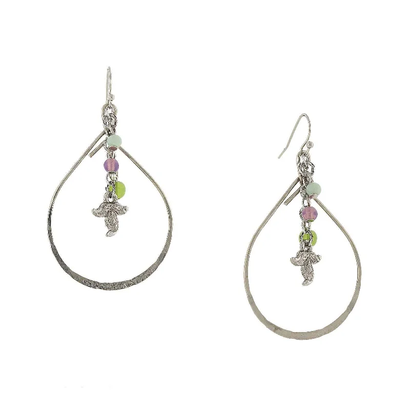 High-Quality Gemstone Jewelry For Special Occasions 1928 Jewelry Winery Multi-Color Bead And Leaf Open Teardrop Earrings