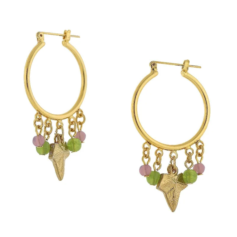 Luxury Handcrafted Jewelry For Elegant Looks 1928 Jewelry Winery Multi-Color Beaded Grape Leaf Snap In Hoop Earrings