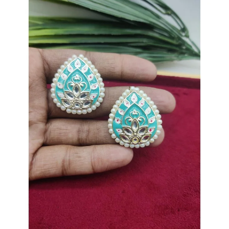 Stunning Statement Jewelry, Unbeatable Discounts Akruti Collection Gold Plated Kundan And Meenakari  Stud Earrings