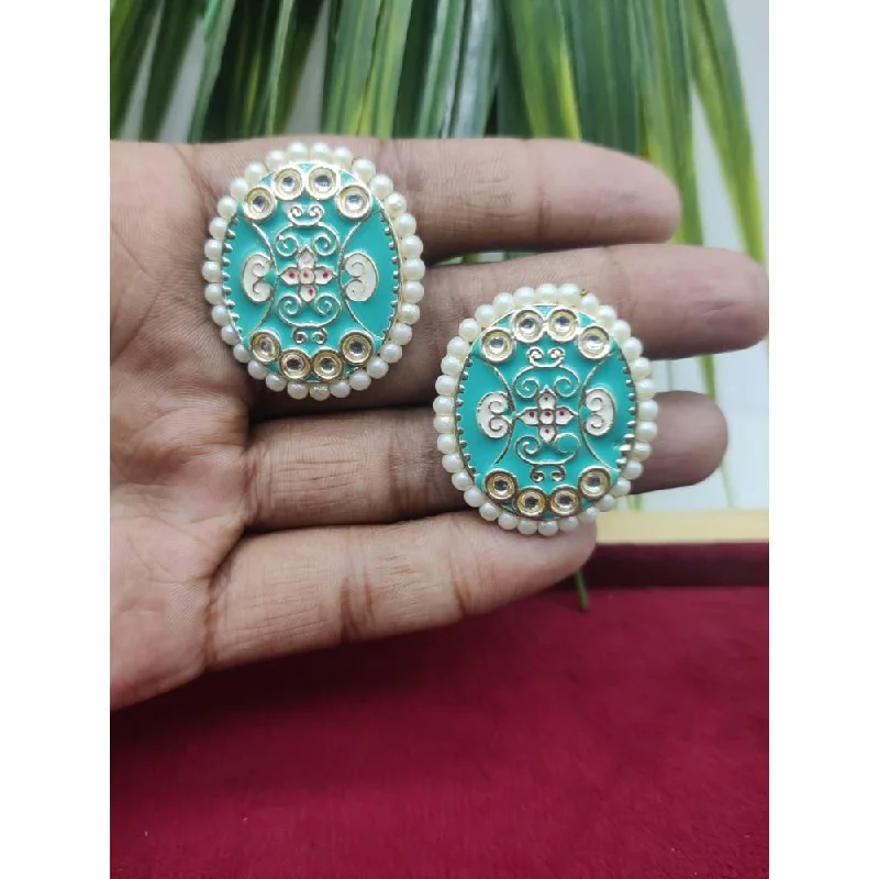 Best Jewelry Sale Prices – Limited-Time Offer Akruti Collection Gold Plated Kundan And Meenakari  Stud Earrings