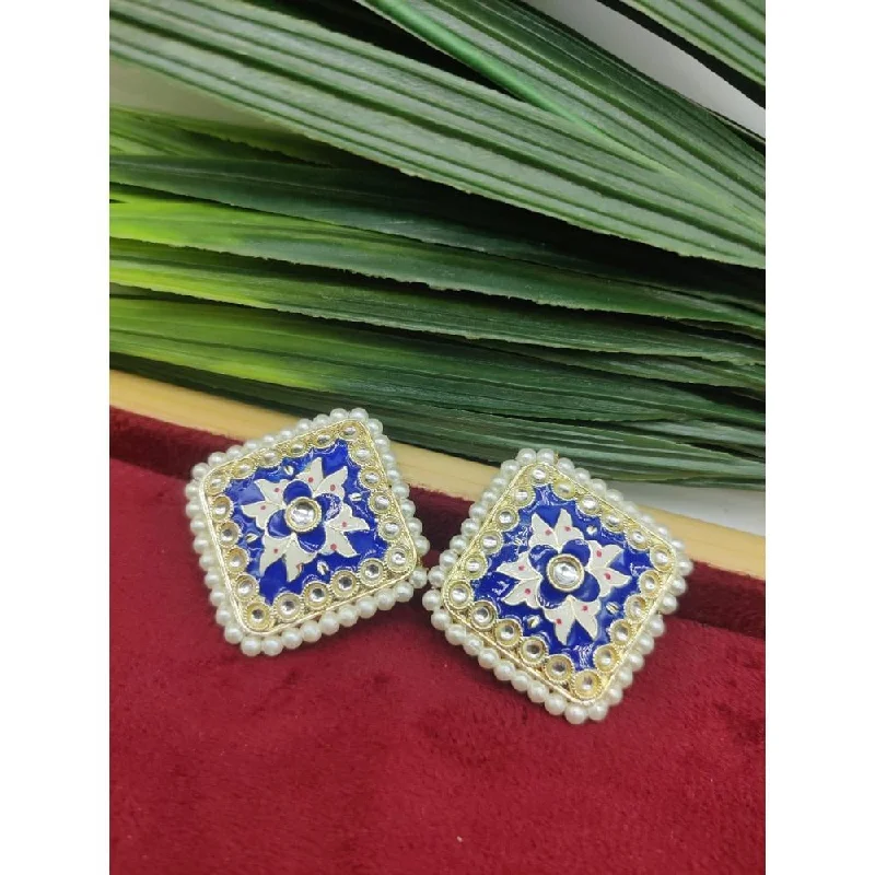 Affordable Elegance – Special Jewelry Sale Now Live Akruti Collection Gold Plated Kundan And Meenakari  Stud Earrings