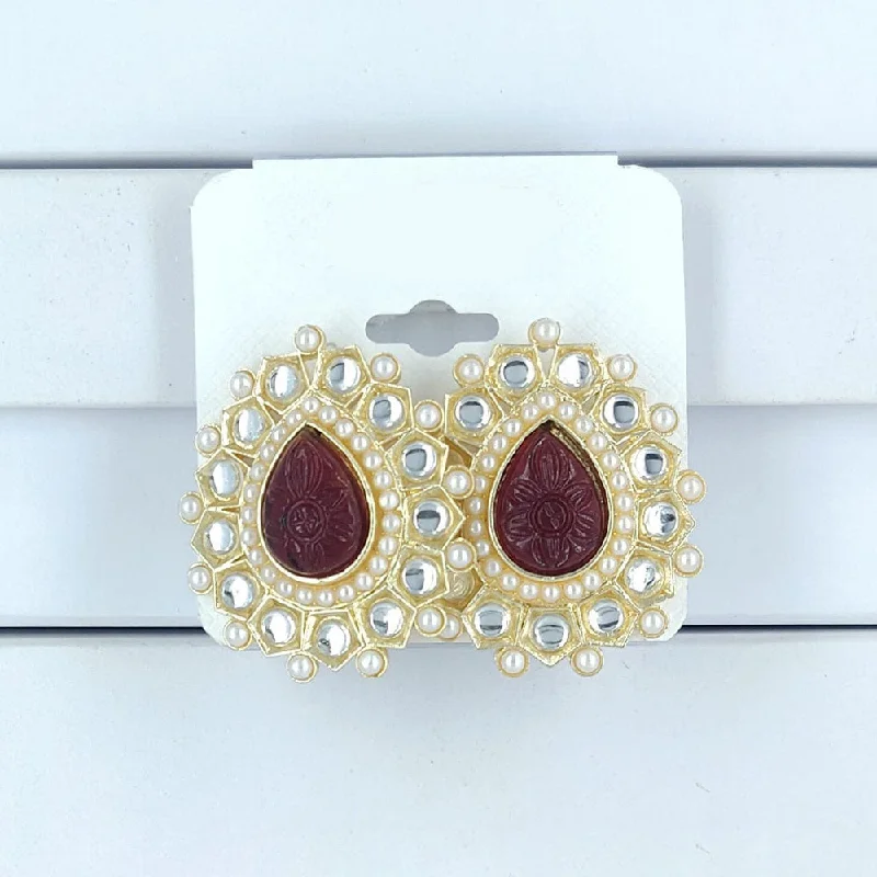 Premium Jewelry Now Available At Special Discounts Corbeda Fashion Gold Plated Kundan Stone Stud Earrings