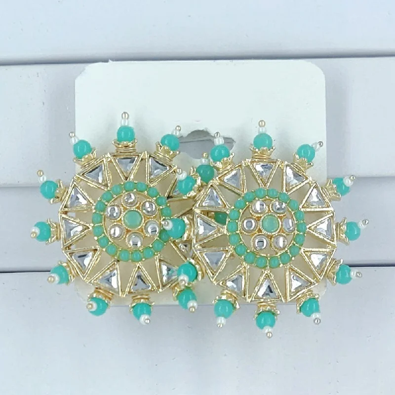 Trending Jewelry Styles Now At Limited-Time Discounts Corbeda Fashion Gold Plated Kundan Stone Stud Earrings