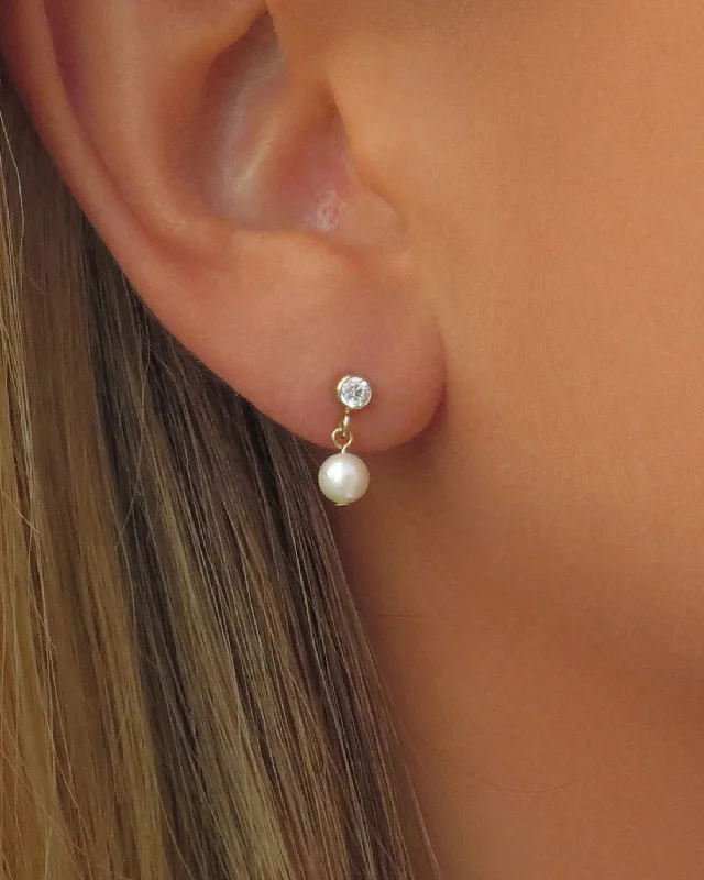 Huge Markdowns On Premium Jewelry Styles CZ Freshwater Pearl Stud Earrings - 14k Yellow Gold Fill