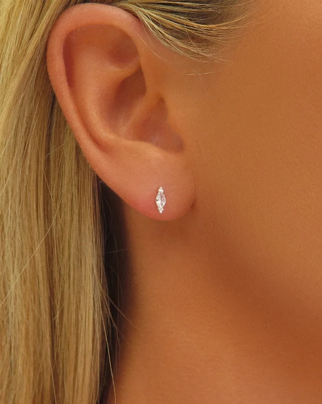 Chic And Stylish Jewelry At Exclusive Prices CZ Marquise Stud Earrings  - Sterling Silver