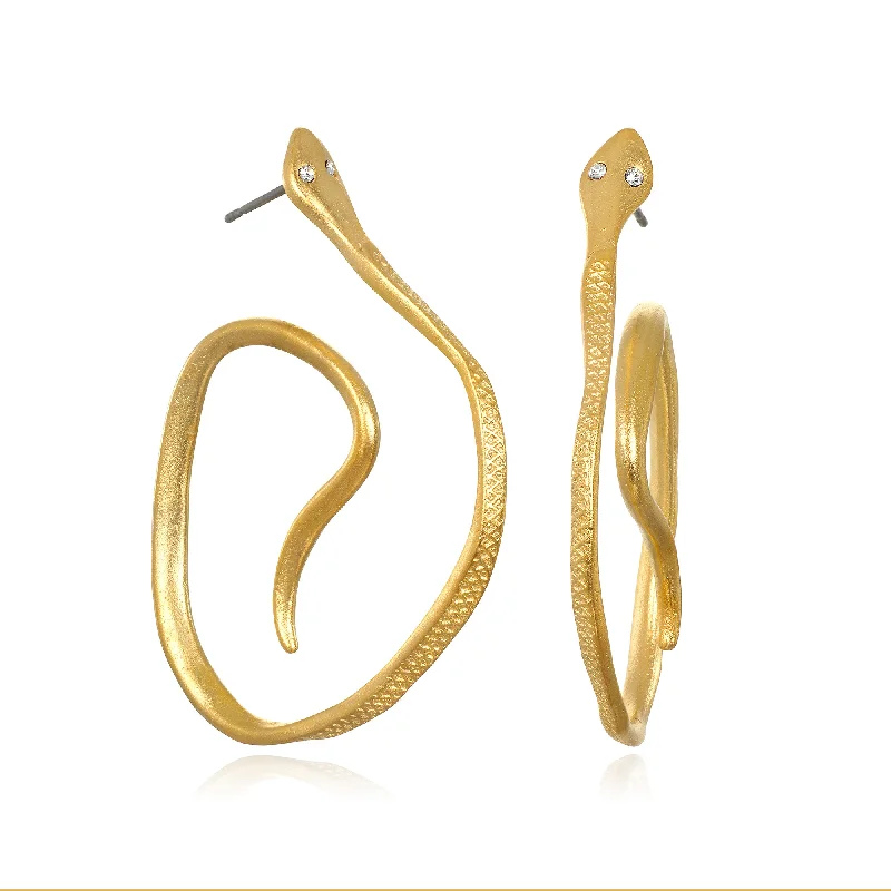 High-End Sparkle, Low-End Prices – Shop Now Enchanted Snake Hoop Earrings