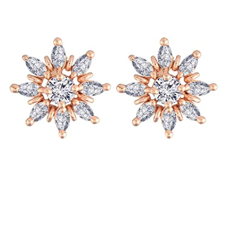 Flash Deals On Fine Jewelry – Shop Before It's Gone Etnico Stylish Latest Fashion Rose Gold Plated Cubic Zirconia American Diamoand Floral Stud Earrings For Women/Girls (E2889)