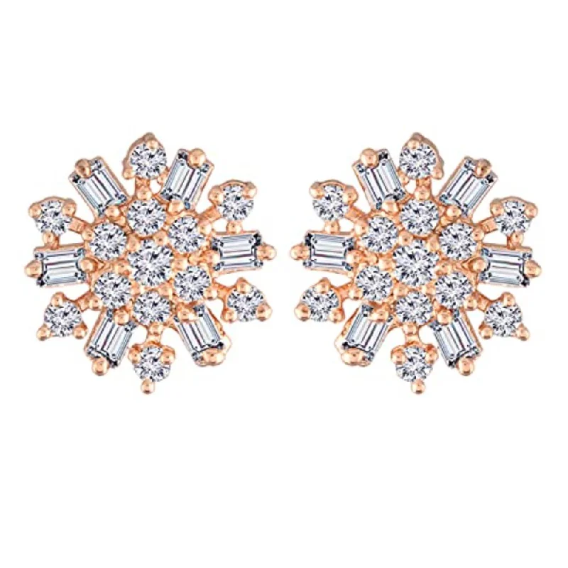 Timeless Beauty, Unbeatable Deals – Jewelry Sale On Etnico Stylish Latest Fashion Rose Gold Plated Cubic Zirconia American Diamoand Floral Stud Earrings For Women/Girls (E2890)