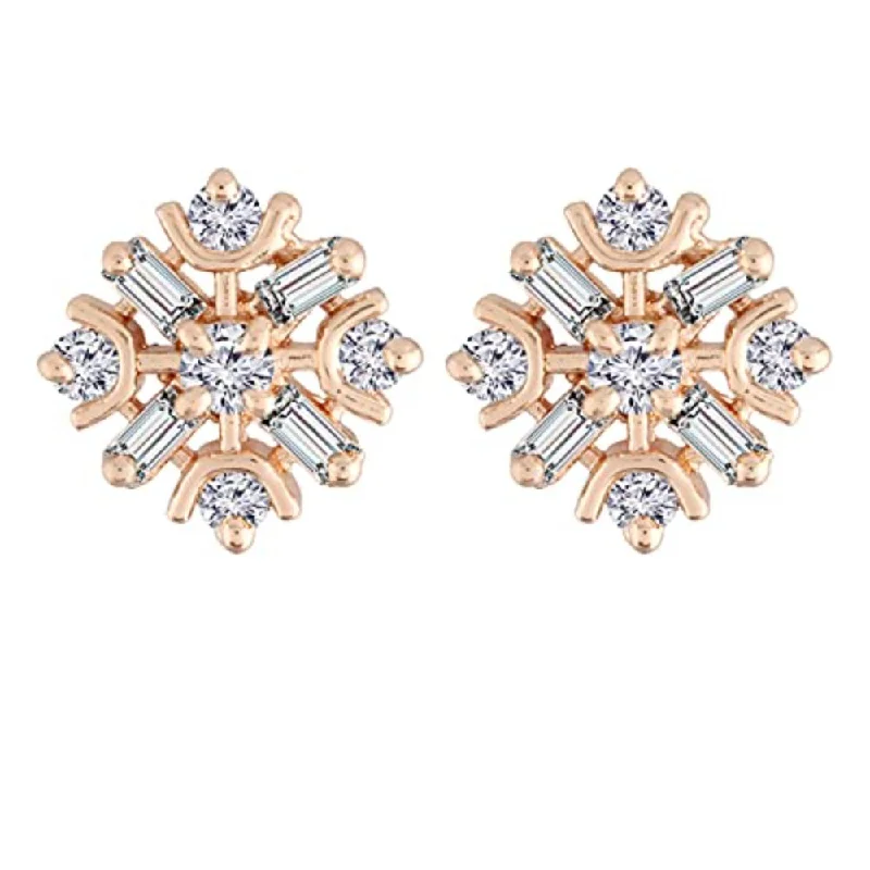 Get Ready To Sparkle – Special Jewelry Discounts Etnico Stylish Latest Fashion Rose Gold Plated Cubic Zirconia American Diamoand Floral Stud Earrings For Women/Girls (E2891)