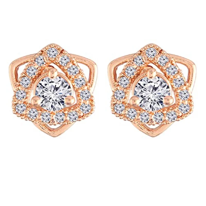 Jewelry Sale Alert – Shop Timeless Elegance Today Etnico Stylish Latest Fashion Rose Gold Plated Cubic Zirconia American Diamoand Floral Stud Earrings For Women/Girls (E2894)