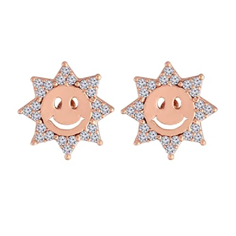 Get Your Favorite Jewelry At The Best Price Etnico Stylish Latest Fashion Rose Gold Plated Cubic Zirconia American Diamoand Smiley Face Stud Earrings For Women/Girls (E2896)