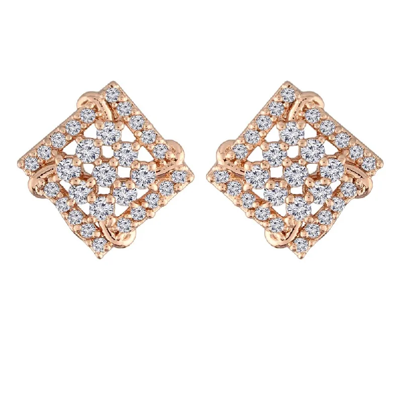 Best Jewelry Sale – Shop Exclusive Designs Now Etnico Stylish Latest Fashion Rose Gold Plated Cubic Zirconia American Diamoand Square Shape Stud Earrings For Women/Girls (E2887)