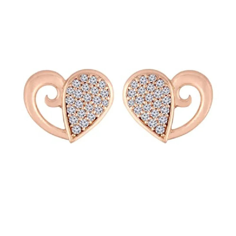 Elegant Jewelry Styles At Budget-Friendly Prices Etnico Stylish Latest Fashion Rose Gold Plated Fashion Cubic Zirconia American Diamoand Heart Shape Stud Earrings For Women/Girls (E2895)