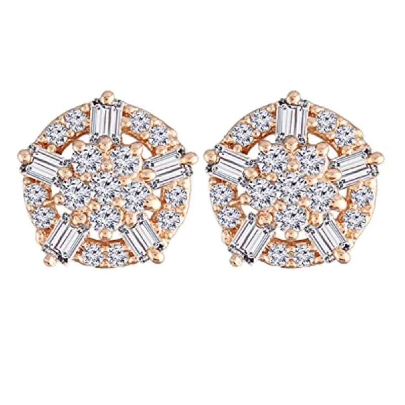 Shop Jewelry That Shines Without The High Price Etnico Stylish Latest Fashion Rose Gold Plated Fashion Cubic Zirconia American Diamoand Round Stud Earrings For Women/Girls (E2892)