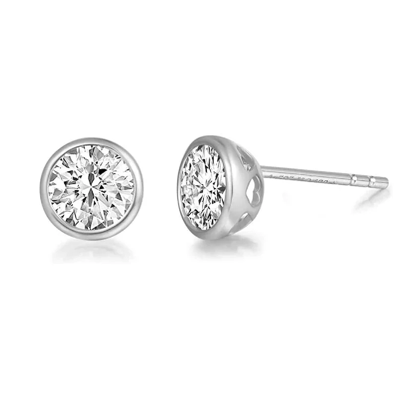 Don't Miss Out – Shop Elegant Jewelry For Less FANCIME 1 CTTW Moissanite Bezel 14K Solid White Gold Stud Earrings