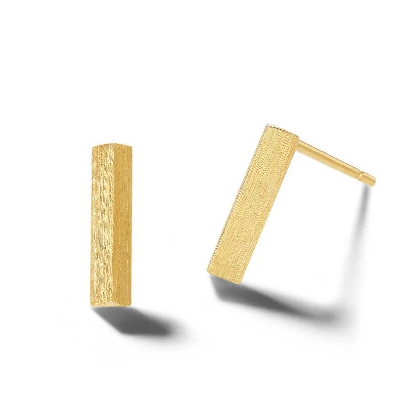 Unmissable Discounts On Timeless Jewelry Pieces FANCIME Brushed Bar 14K Yellow Gold Stud Earrings