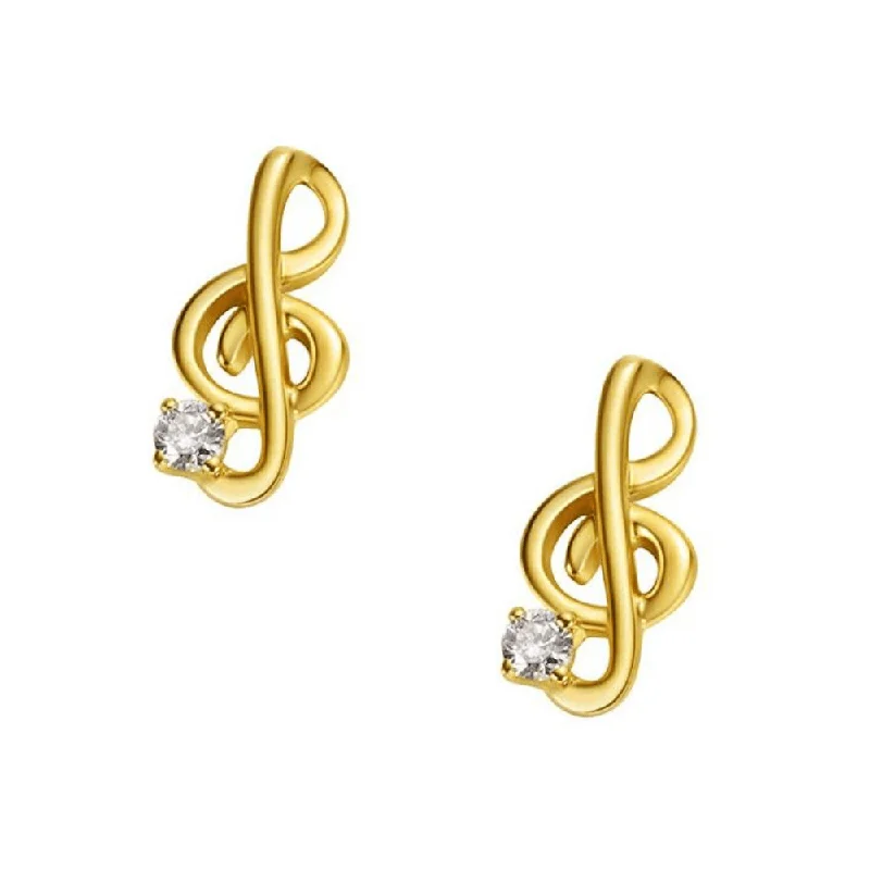 Fashion-Forward Jewelry At Exclusive Discounts FANCIME Cute Diamond Keynote 18K Yellow Gold Stud Earrings