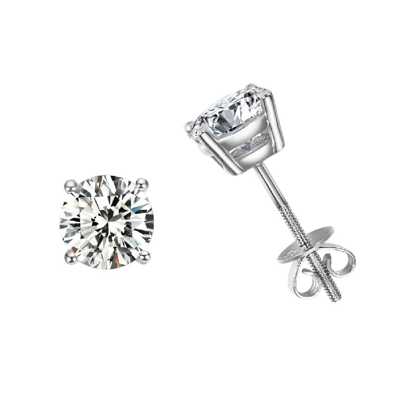 Final Call For Exquisite Jewelry At Reduced Rates FANCIME 2cttw Dainty Solitaire Moissanite 14K White Gold Stud Earrings